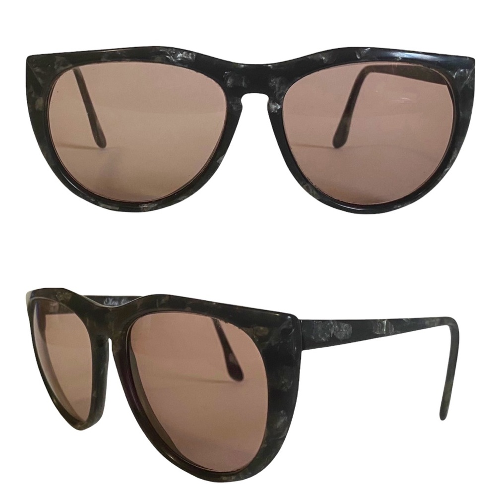 Oleg Cassini Vintage Oversized Sunglasses, Black/Gray Marbled Frame
